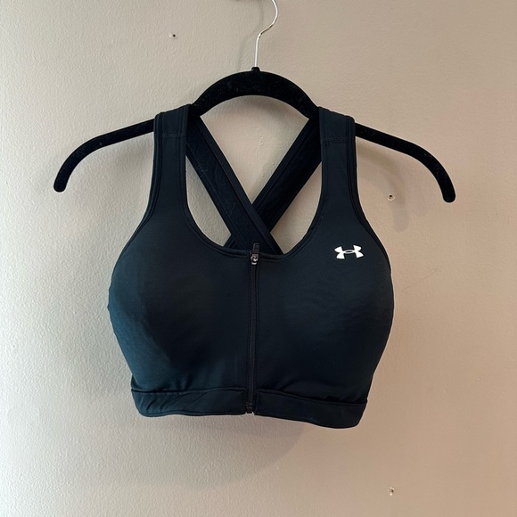 Under Armour Black Sports Bra Crossback Moisture-Wicking Size M - Picture 1 of 7
